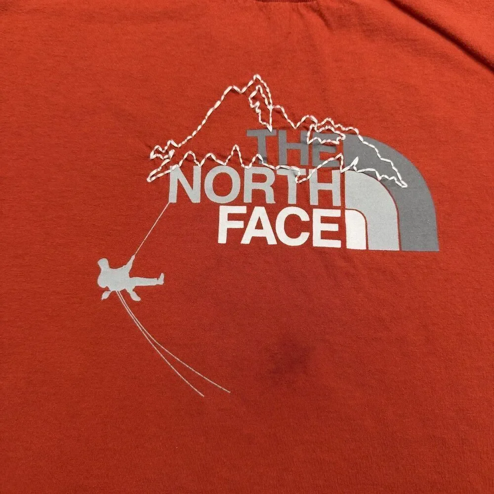 The North Face Shirt Mens Large Orange Ski Mountain Logo Graphic Tee Outdoor